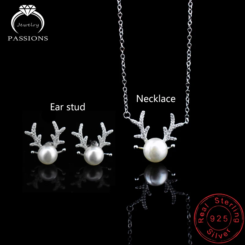 Newest Fashion Antlers Shape Jewelry Set 925 Sterling Silver High Quality Pearl Pendant Necklace Stud Earrings For Women Jewelry
Newest Fashion Antlers Shape Jewelry Set 925 Sterling Silver High Quality Pearl Pendant Necklace Stud Earrings For Women Jewelry