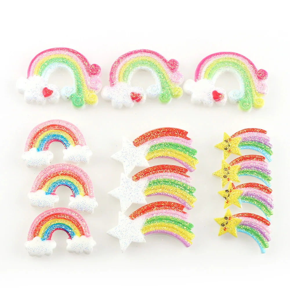 30pc 23-32mm Mix Style Colorful Glitter Resin Rainbow Resin Flat Back Cabochon Resin Star Rainbow For Phone DIY Decoration Art
30pc 23-32mm Mix Style Colorful Glitter Resin Rainbow Resin Flat Back Cabochon Resin Star Rainbow For Phone DIY Decoration Art