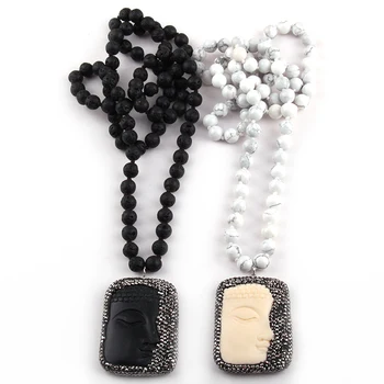 FashionTribal Jewelry Lava & White Stone Knotted Handmade Crytal Paved buddha face Pendant Necklace Women Ethnic Necklace
FashionTribal Jewelry Lava & White Stone Knotted Handmade Crytal Paved buddha face Pendant Necklace Women Ethnic Necklace