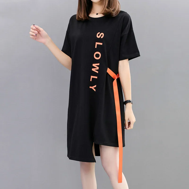 M-4XL Plus Size Summer Women Dress 2019 Letter Printed Short Sleeve Casual Dress Patchwork Ribbon Large Size Black Loose Dresses
M-4XL Plus Size Summer Women Dress 2019 Letter Printed Short Sleeve Casual Dress Patchwork Ribbon Large Size Black Loose Dresses