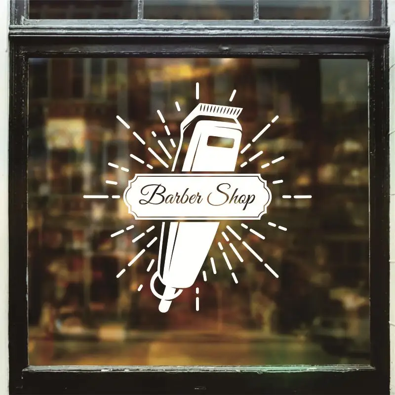 Hombre Barber Shop pegatina tiempo nombre Chop bread Decal haircut posters vinilo Wall Art decalques Ventanas decoracion mural 7