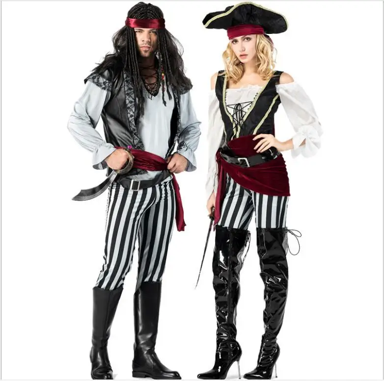 

Pirate Costume Women Sexy Skirt Halloween Party Cosplay Fantasy Stage Performance Black Gold With Blinder Hat Carnival Outfit