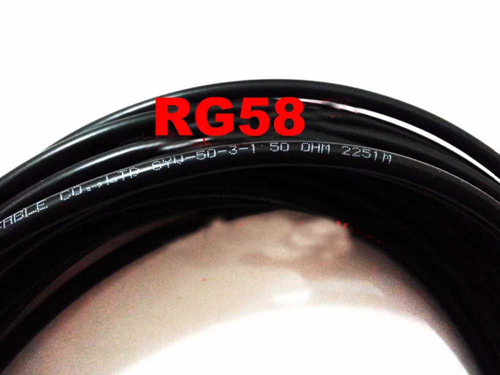 

Free shipping 10m high frequency Copper core RG58 Coaxial Cable OD 5mm 50ohm RG-58 RG58 RG58U for SYV-50-3