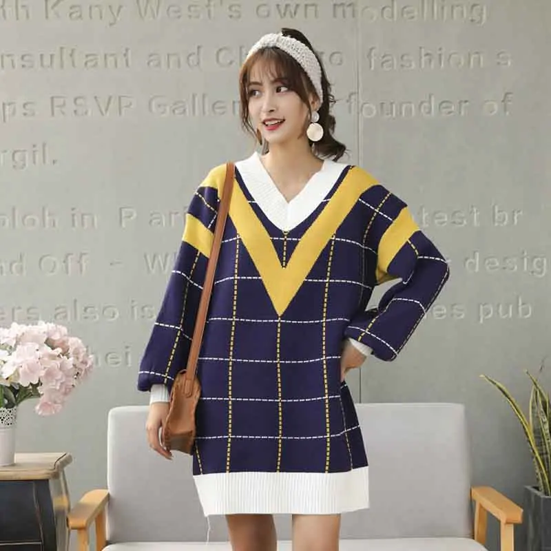 Loose Knitted Sweater V Neck Sweater Female 2018 Women Sweaters dress Pullovers Autumn Long Sleeve Sweater Jumper
Loose Knitted Sweater V Neck Sweater Female 2018 Women Sweaters dress Pullovers Autumn Long Sleeve Sweater Jumper