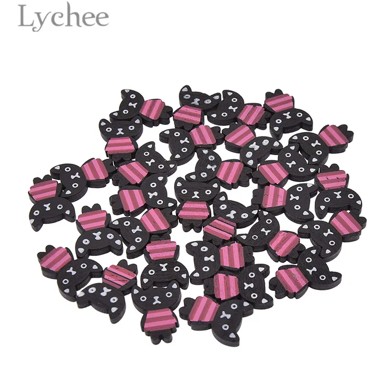 Lychee Life 30 шт. дизайнерские деревянные кнопки с изображением черного кота милые