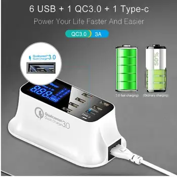 Quick Charge 3.0 Smart USB Type C Charger Station Led Display Fast ChargingPhone Tablet USB Charger for Samsung Iphone Adapter
Quick Charge 3.0 Smart USB Type C Charger Station Led Display Fast ChargingPhone Tablet USB Charger for Samsung Iphone Adapter