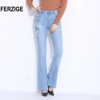 FERZIGE 2020 Women Jeans Embroidery Flares Pants Slim Fit Light Blue Stretch Long Trousrs Casual Push Up Mom Jeans Plus Size 36
FERZIGE 2020 Women Jeans Embroidery Flares Pants Slim Fit Light Blue Stretch Long Trousrs Casual Push Up Mom Jeans Plus Size 36