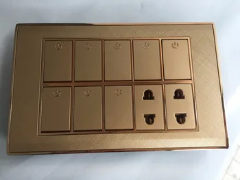 Gold color 8+2 pakistan series brushed with electric plate wall switch socket second design new sample
Gold color 8+2 pakistan series brushed with electric plate wall switch socket second design new sample