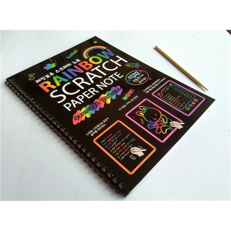 19x26Cm Large Magic Color Rainbow Scratch Paper Note Book Black Diy Drawing Toys Scraping Painting Kid Doodle
19x26Cm Large Magic Color Rainbow Scratch Paper Note Book Black Diy Drawing Toys Scraping Painting Kid Doodle