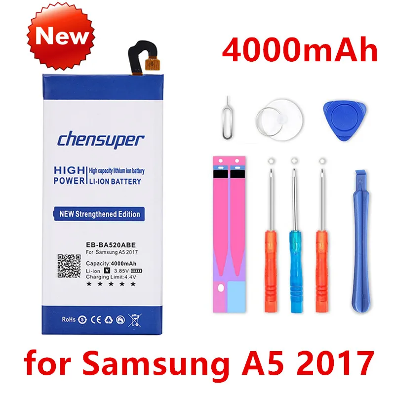 chensuper 5000mAh High quality battery EB-BA520ABE Battery for Samsung A5 2017 SM-A520F+ Tracking number
chensuper 5000mAh High quality battery EB-BA520ABE Battery for Samsung A5 2017 SM-A520F+ Tracking number