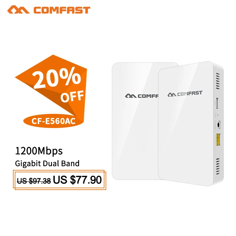 COMFAST CF-E560AC 1200Mbps Gigabit Wireless in Wall AP 4 lan port Wifi coverage AP router 2.4G+5.8G Dual Band WiFi Access Point
COMFAST CF-E560AC 1200Mbps Gigabit Wireless in Wall AP 4 lan port Wifi coverage AP router 2.4G+5.8G Dual Band WiFi Access Point
