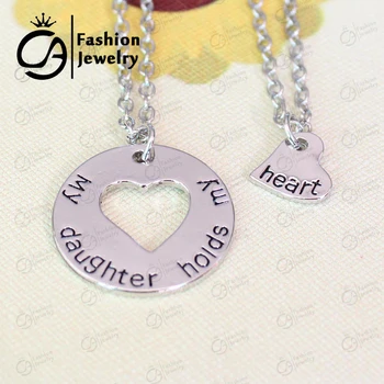 Wholesale Handstamped My Daughter holds my heart Set Mother and Daughter Matching Pendant Necklace 20set/Lot #LN1206 
Wholesale Handstamped My Daughter holds my heart Set Mother and Daughter Matching Pendant Necklace 20set/Lot #LN1206