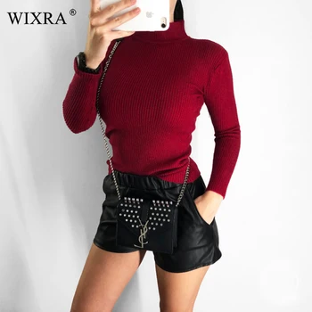 Wixra Autumn Winter Spring Women Turtleneck Sweater Female Pullovers All match Basic Slim Knitted Sweaters Jumpers Tops