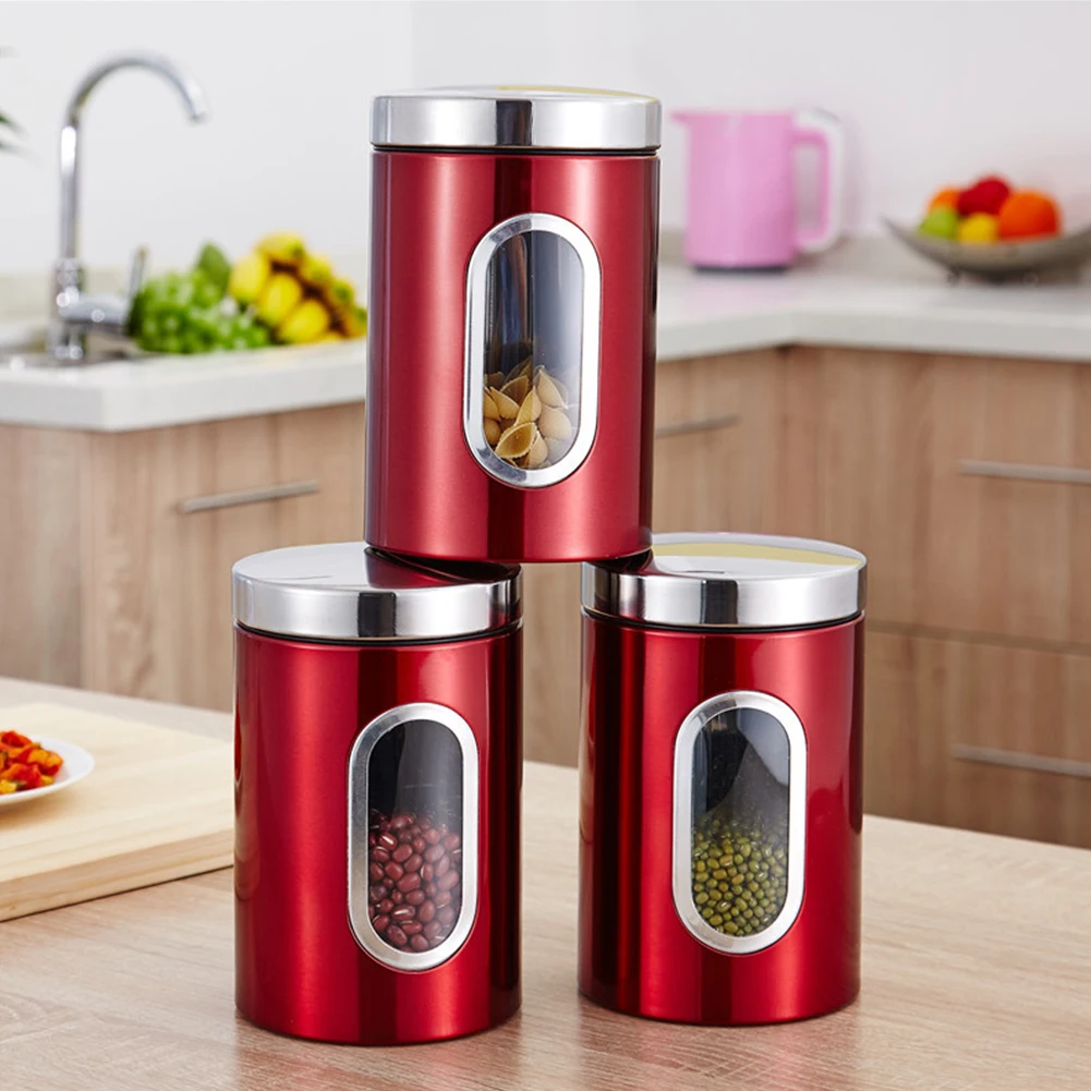 3pcs Storage Jar Containers Kitchen Container Biscuits Tea Coffee Transparent Easy Clean Cans Sealed Stainless Steel Food Grains
3pcs Storage Jar Containers Kitchen Container Biscuits Tea Coffee Transparent Easy Clean Cans Sealed Stainless Steel Food Grains