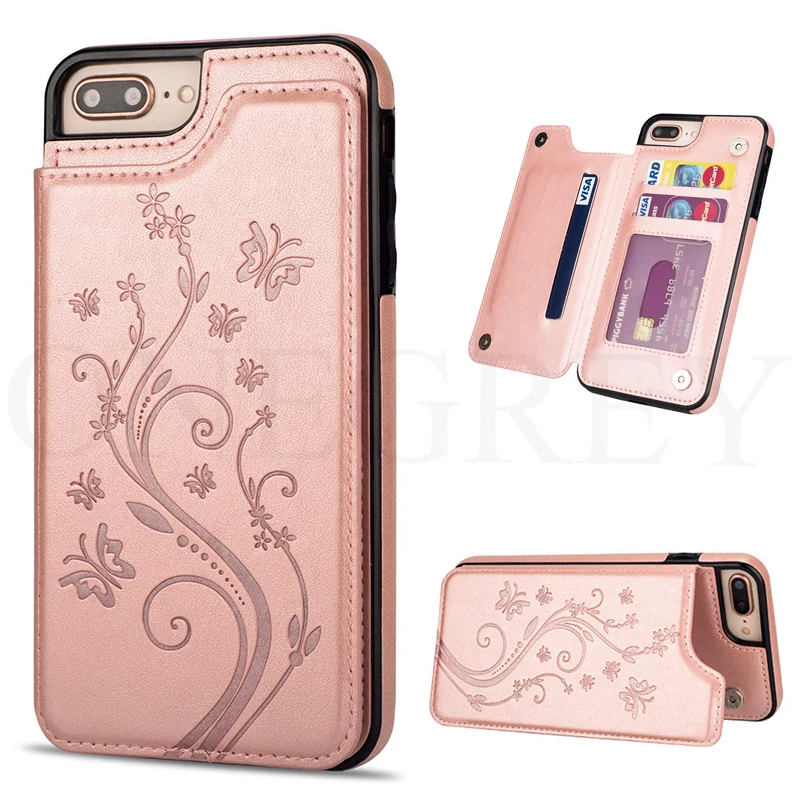 Роскошный чехол кошелек с цветочным рисунком чехлы мягкий силиконовый для iPhone 8 7