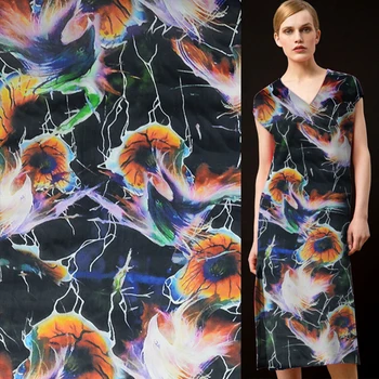 Fashion Abstract print silk organza fabric with satin surface 14momme 55" width by yard,SOZ070
Fashion Abstract print silk organza fabric with satin surface 14momme 55" width by yard,SOZ070