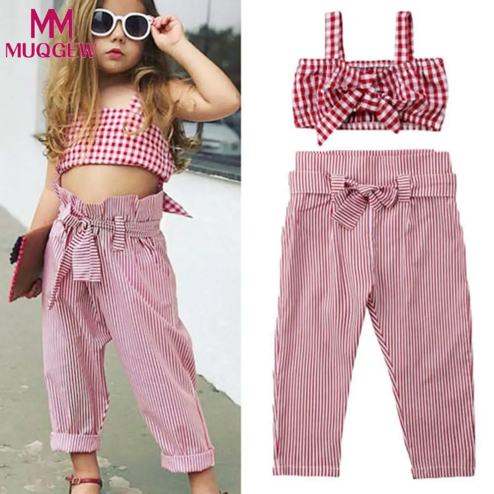 MUQGEW Kids Baby Girl Clothes Set 2PCs Off Shoulder Toddler Sleeveless Plaid Tops+ Striped Pants Outfit Set vetement enfant
MUQGEW Kids Baby Girl Clothes Set 2PCs Off Shoulder Toddler Sleeveless Plaid Tops+ Striped Pants Outfit Set vetement enfant