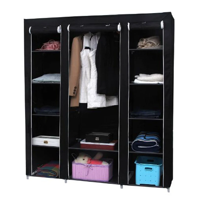 DOORSACCERY Combination Wardrobe of Metal Folding Cloth Wardrobe Non-woven Cloth Metal Frame Cloth Wardrobe Storage Assembly