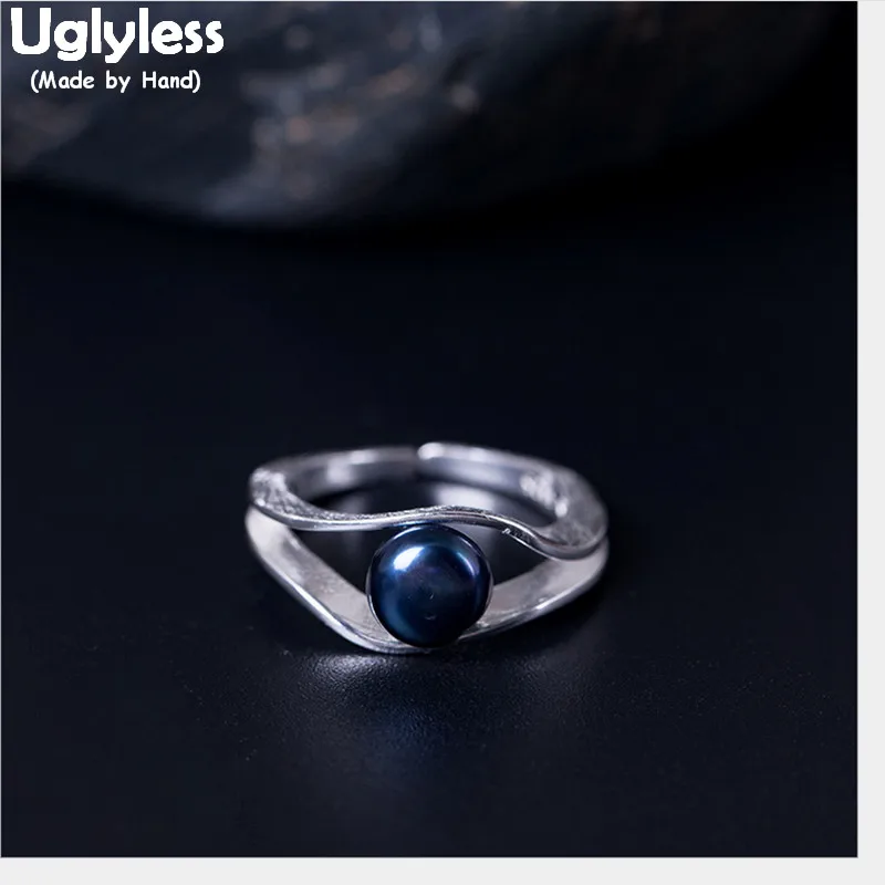 Uglyless 100% Real 925 Sterling Silver Irregular Designer Hollow Finger Rings for Women Black Pearls Open Rings Semiround Pearl
Uglyless 100% Real 925 Sterling Silver Irregular Designer Hollow Finger Rings for Women Black Pearls Open Rings Semiround Pearl
