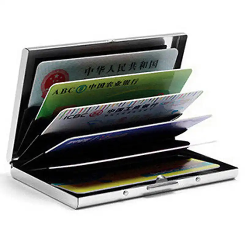 Black RFID Blocking Credit Card Holder Jhua Card Wallet Pop-up Card Protector Aluminum Slim Holder Case Up to 5 Cards