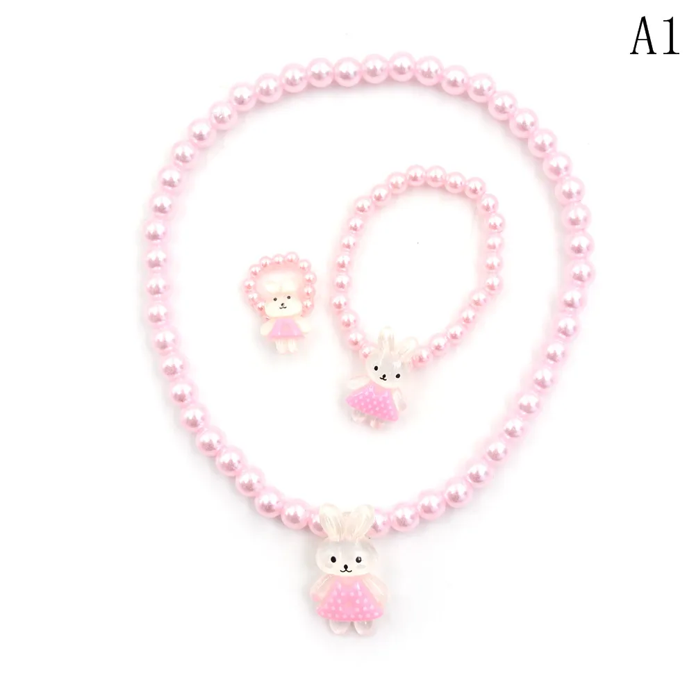 Kids Baby Girl's Imitation Pearls Beaded Animal Designed Rabbit Bear Necklace Bracelet Rings Jewelry Set Children Party Gift
Kids Baby Girl's Imitation Pearls Beaded Animal Designed Rabbit Bear Necklace Bracelet Rings Jewelry Set Children Party Gift