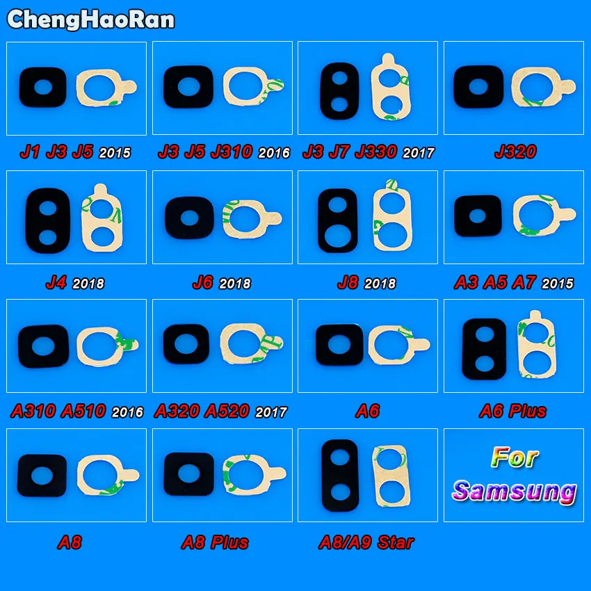 ChengHaoRan стеклянная задняя камера с наклейкой для Samsung Galaxy J1 J3 J5 J7 J320 J4 J6 J8 A3 A5 A7 A6 A8 Plus