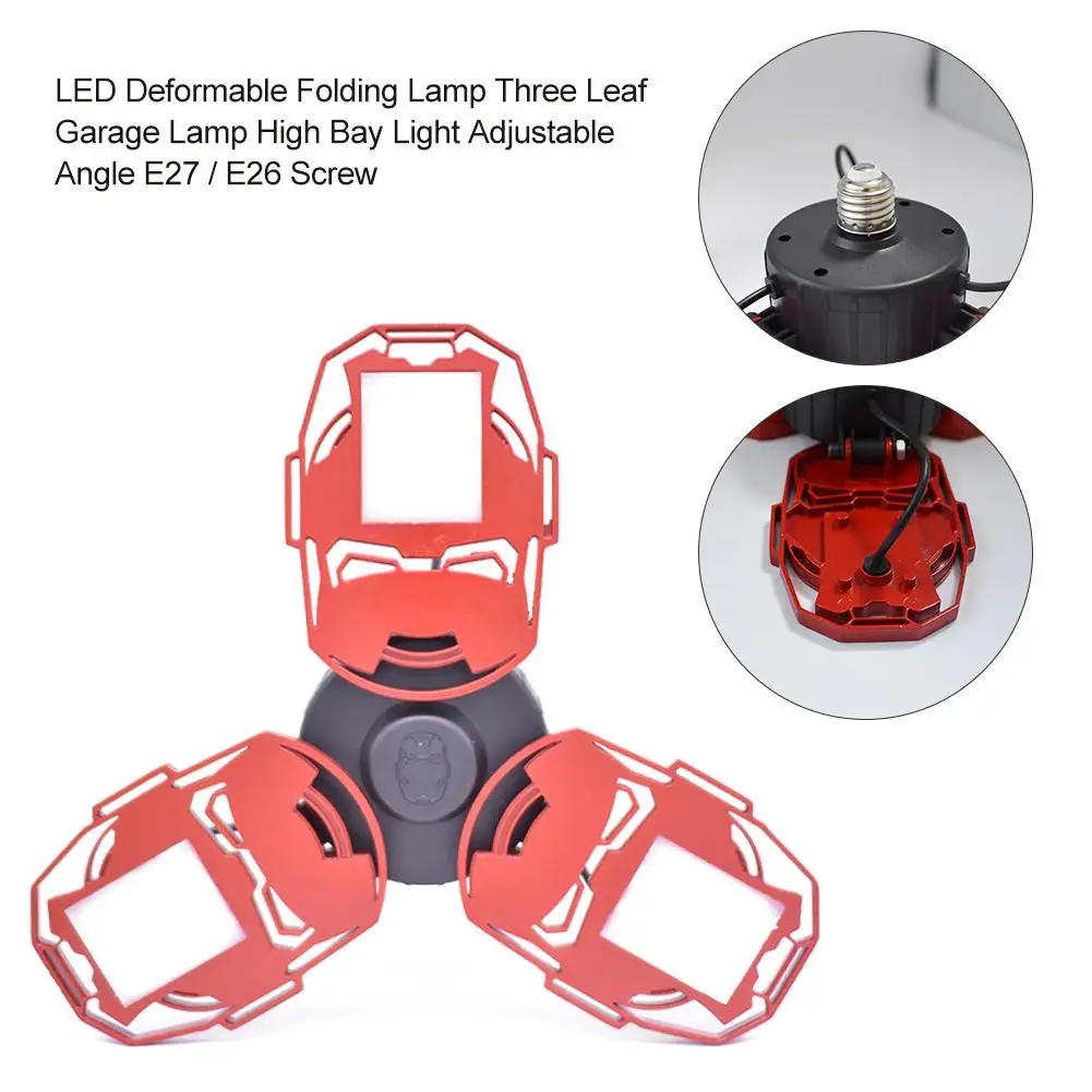 E27/E26 LED Deformable Folding Lamp 85-265V 60W Three Leaf Led High Bay Light Garage Lamp 3800LM 6500K Waterproof Ceiling Light
E27/E26 LED Deformable Folding Lamp 85-265V 60W Three Leaf Led High Bay Light Garage Lamp 3800LM 6500K Waterproof Ceiling Light