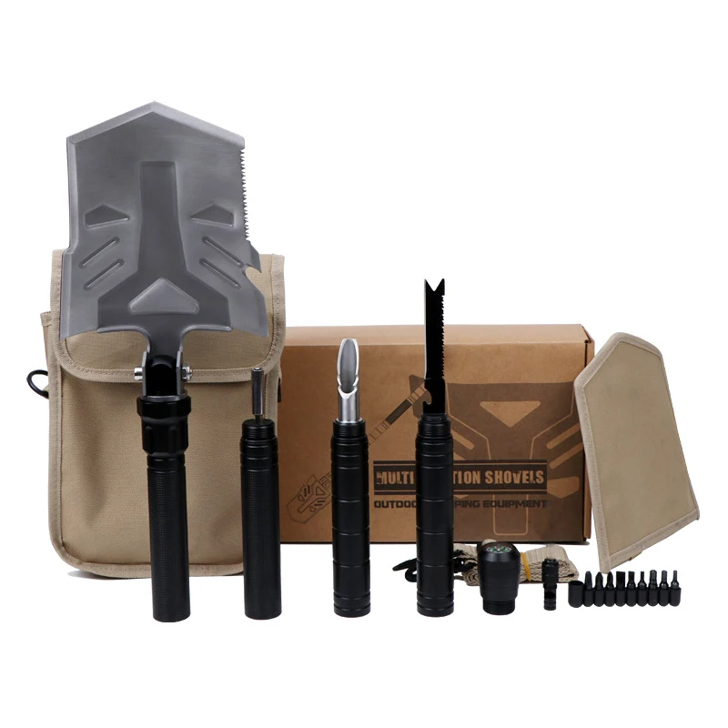 A05 folding engineering shovel camping survival tool compass saw rope cutter harpoon bottle opener etc More than 12 functions
A05 folding engineering shovel camping survival tool compass saw rope cutter harpoon bottle opener etc More than 12 functions