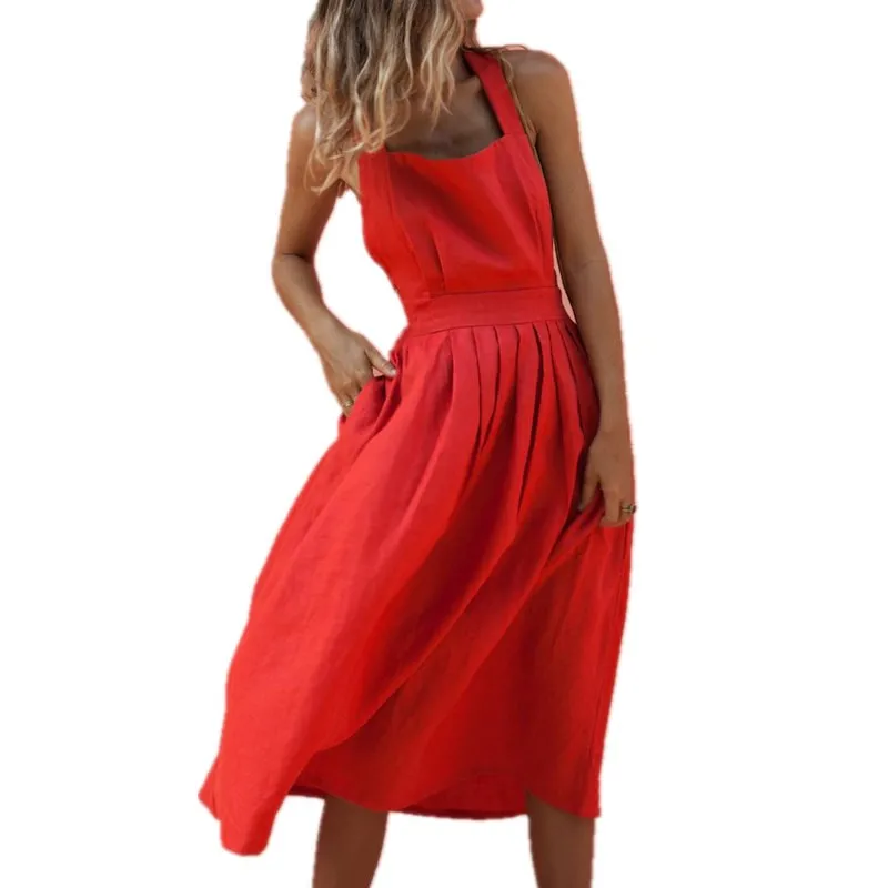 Sexy Shoulder Strap Button Closing Waist Pleated Dress Women Solid Color Summer Dress Vestidos De Fiesta De Noche Vestidos
Sexy Shoulder Strap Button Closing Waist Pleated Dress Women Solid Color Summer Dress Vestidos De Fiesta De Noche Vestidos