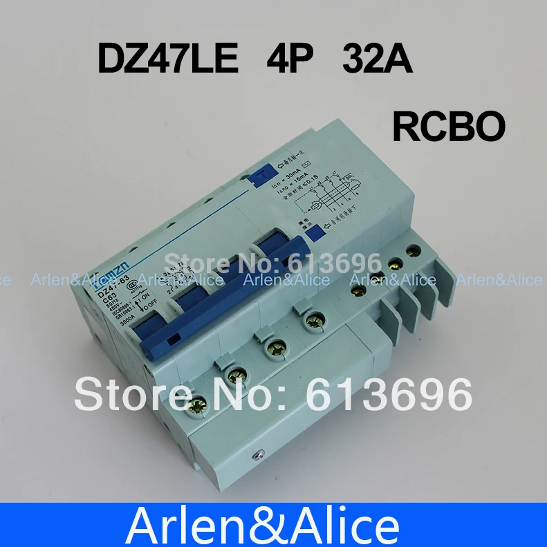 

DZ47LE 4P 32A 400V~ 50HZ/60HZ Residual current Circuit breaker with over current and Leakage protection RCBO