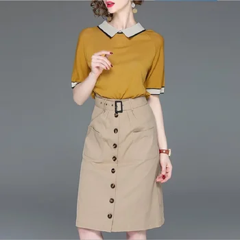 Women's Sets Summer Elegant Top Shirts Short Sleeve and Pocket Skirts two pieces sets 2019 office lady party fashion formal sets
Women's Sets Summer Elegant Top Shirts Short Sleeve and Pocket Skirts two pieces sets 2019 office lady party fashion formal sets