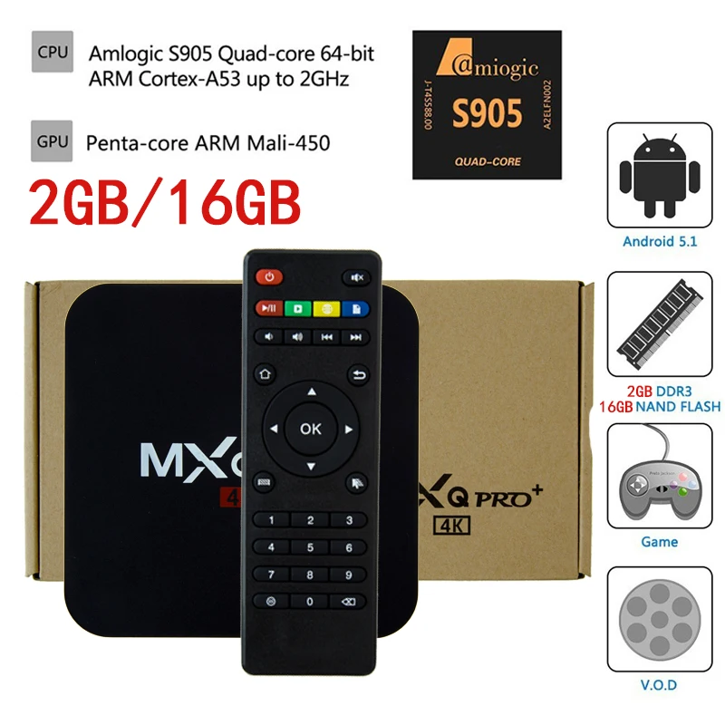 

New MXQpro+ Android TV Box Amlogic S905 Quad Core HD Smart tv Android 5.1 2G&16G HDMI 2.0 WIFI 4K 1080P Kodi Full loaded add-ons