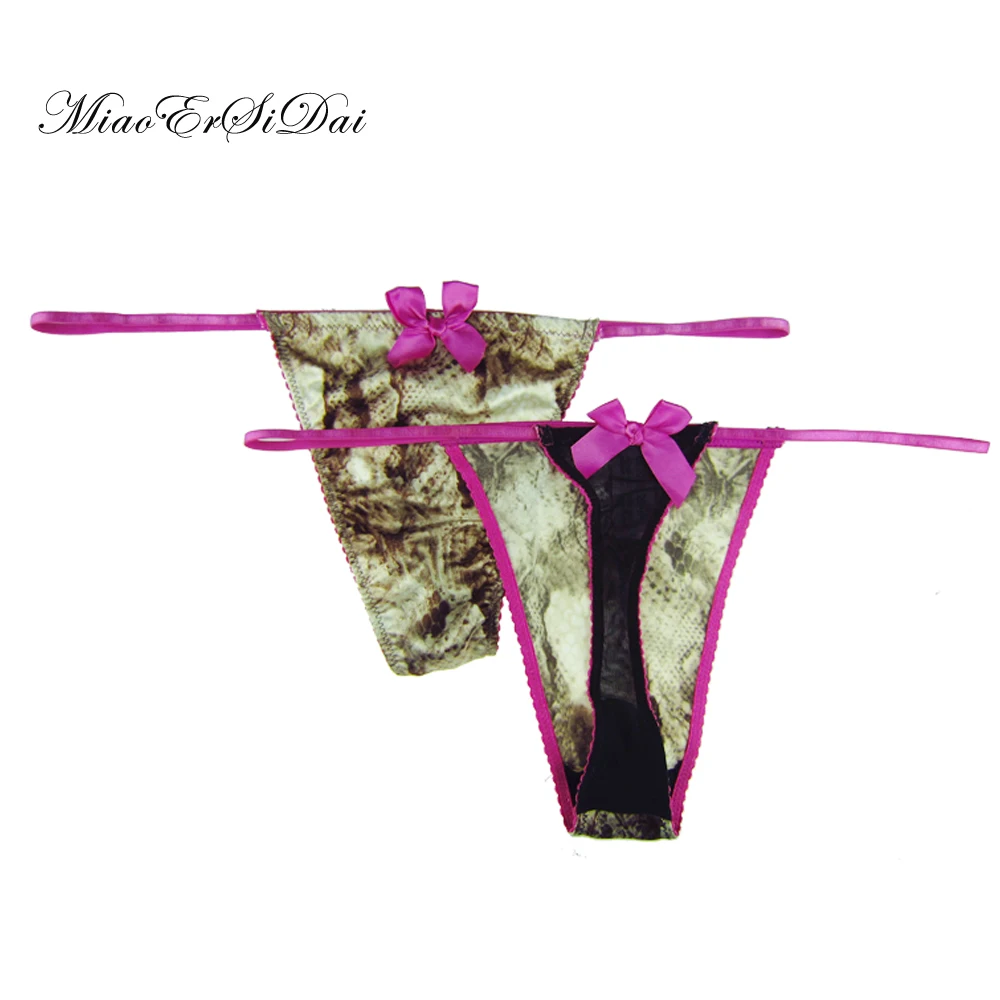 MiaoErSiDai 2PCS Women Sexy Lingerie Lady's Panties Thongs Printing Leopard/ Snake Pattern With Bow Plus Size Underwear XS-3XL
MiaoErSiDai 2PCS Women Sexy Lingerie Lady's Panties Thongs Printing Leopard/ Snake Pattern With Bow Plus Size Underwear XS-3XL