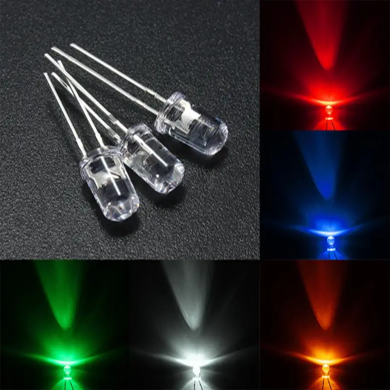 

100pcs/lot 5 colors x 20pcs UltraBright Red/Green/Blue/White/Yellow Ultra Bright 5mm Round LED Diode F5 Led 3.0-3.2V