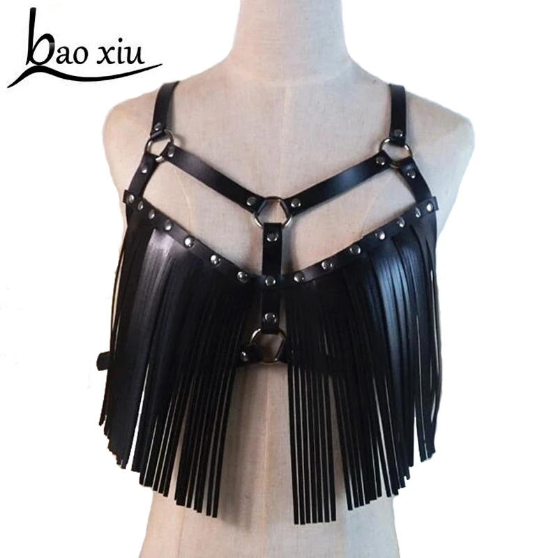 Harajuku Goth Pu Leather Tassel Harness Belt Bondage Bra Women Sexy Fashion Tops Club Party Dance Hallowee Rave Straps Accessory
Harajuku Goth Pu Leather Tassel Harness Belt Bondage Bra Women Sexy Fashion Tops Club Party Dance Hallowee Rave Straps Accessory