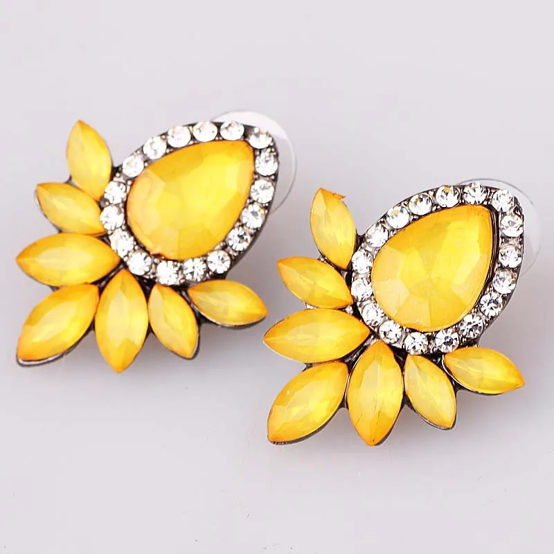 女性のファッションイヤリングラインストーングレー/ピンクガラス黒樹脂甘い金属で宝石耳スタッドのイヤリング女の子e551 女性のファッションイヤリングラインストーングレー/ピンクガラス黒樹脂甘い金属で宝石耳スタッドのイヤリング女の子e551