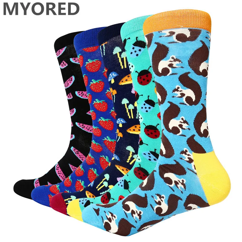 MYORED 5 pair/lot Funny animal Pattern Bright Colorful Men Socks Combed Cotton big size knee high crew male socks for wedding
MYORED 5 pair/lot Funny animal Pattern Bright Colorful Men Socks Combed Cotton big size knee high crew male socks for wedding