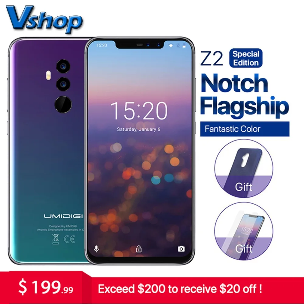 Umidigi Z2 Special Edition Global Version 4G Smartphone Android 8.1 4GB+64GB Helio P23 Octa Core 16MP+8MP 6.2 inch Cell Phone
Umidigi Z2 Special Edition Global Version 4G Smartphone Android 8.1 4GB+64GB Helio P23 Octa Core 16MP+8MP 6.2 inch Cell Phone