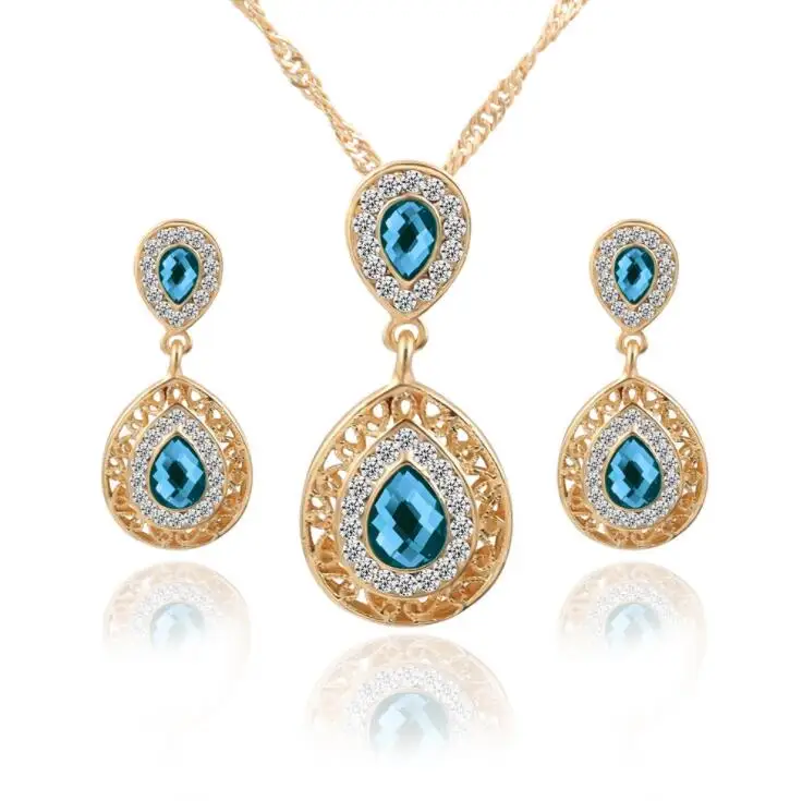 Jewelry Sets Double Water Drop Crystal Earrings Gold Color Rhinestone Pendant Necklaces For Women Engagement Bridal Wedding Set
Jewelry Sets Double Water Drop Crystal Earrings Gold Color Rhinestone Pendant Necklaces For Women Engagement Bridal Wedding Set