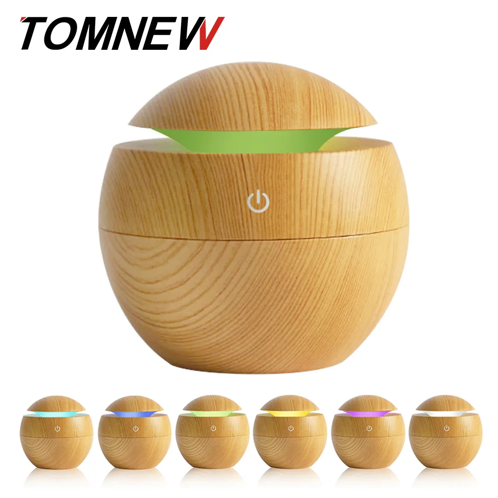 

TOMNEW 130ML Cool Mist Humidifier USB Aromatherapy Diffuser Essential Oils Aroma Diffuser Wood Grain Mini for Home Office Spa