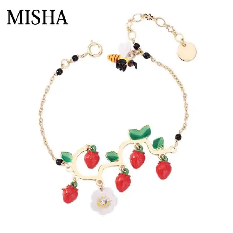 MISHA Fine strawberry Bracelets & Bangles Jewelry for Women Chain Adjustable Little bee garden Shape gift For Couple L769
MISHA Fine strawberry Bracelets & Bangles Jewelry for Women Chain Adjustable Little bee garden Shape gift For Couple L769