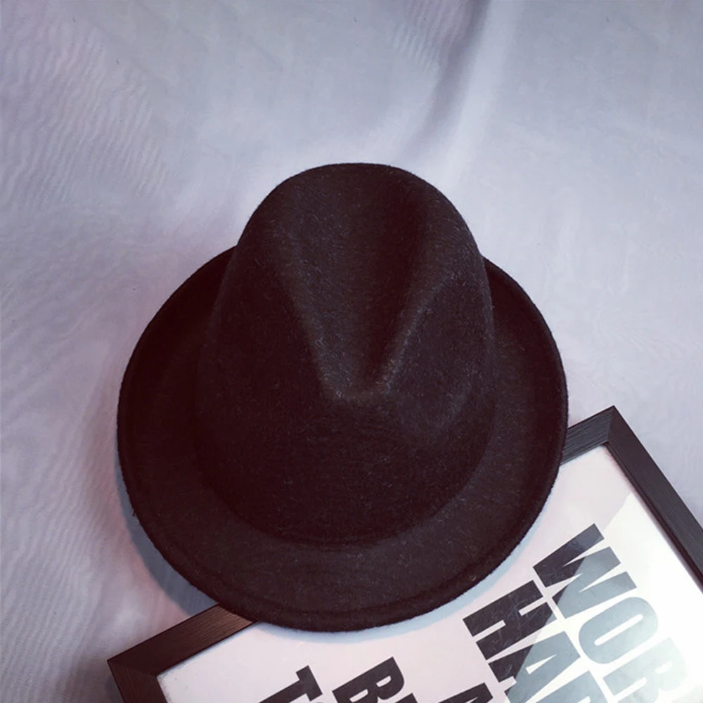 Шляпа-котелок с широкими полями, фетровая шляпа-джаз, черная, с плоским ...