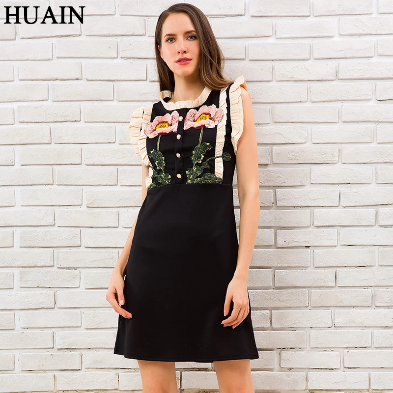 Elegant Flower Embroidery Women Dress Sleeveless Sweet Ruffles Tank Dresses Summer Fashion 2018 Ladies Black Mini Dress Fitness
Elegant Flower Embroidery Women Dress Sleeveless Sweet Ruffles Tank Dresses Summer Fashion 2018 Ladies Black Mini Dress Fitness