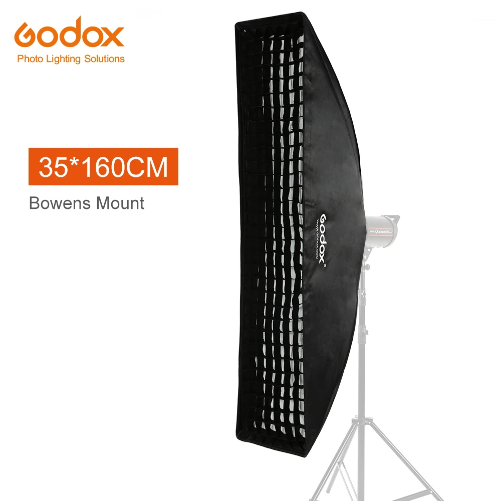 Godox softbox 35x160cm 14"x 63" Portable Rectangular Honeycomb Grid Softbox soft box with Bowens Mount for Studio Flash
Godox softbox 35x160cm 14"x 63" Portable Rectangular Honeycomb Grid Softbox soft box with Bowens Mount for Studio Flash