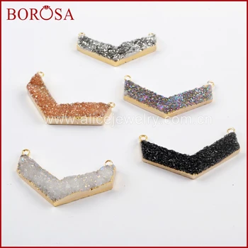 BOROSA 5PCS New Gold Color Natural Boomerang Titanium AB Druzy Connector Double Bails Rainbow Drusy Jewelry for Necklace G0734
BOROSA 5PCS New Gold Color Natural Boomerang Titanium AB Druzy Connector Double Bails Rainbow Drusy Jewelry for Necklace G0734