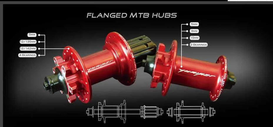 yuniper 15*110/12*148 Boost Flanged hubset