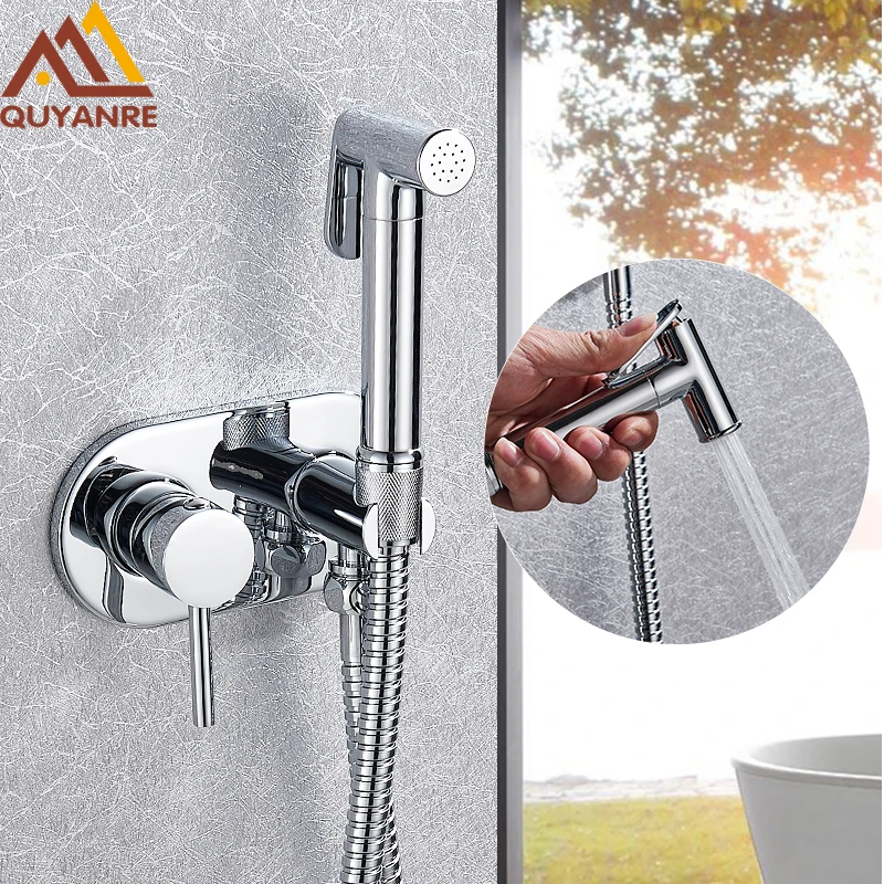 quyanre frap gappo Brass Bathroom shower tap bidet toilet sprayer Bidet toilet washer mixer muslim shower ducha higienica