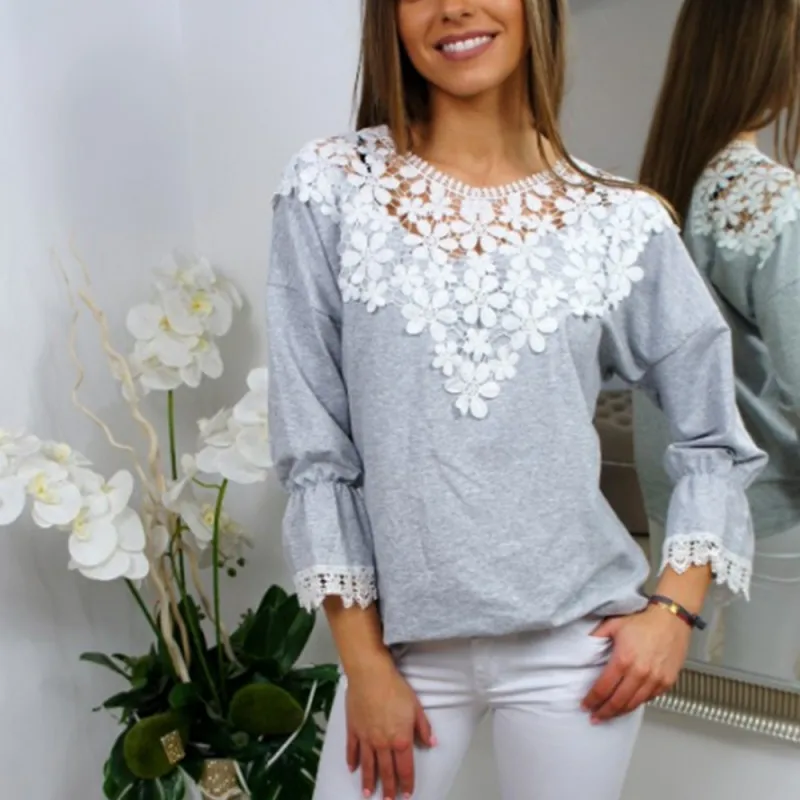 2019 Autumn Pullover T-Shirt Women Three Quarter Sleeve TShirt Solid Loose Lace Collar Casual Tee Tops Female Fashion
2019 Autumn Pullover T-Shirt Women Three Quarter Sleeve TShirt Solid Loose Lace Collar Casual Tee Tops Female Fashion