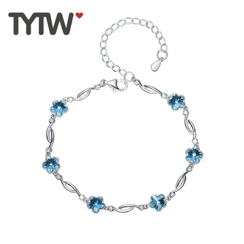 TYTW S925 Sterling Silver Crystals from Austrian gift women elegant bracelet blue stone fashion jewelry woman bangle
TYTW S925 Sterling Silver Crystals from Austrian gift women elegant bracelet blue stone fashion jewelry woman bangle