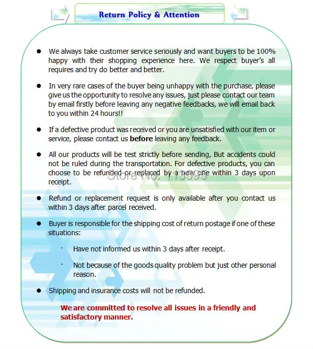 Return Policy and attention